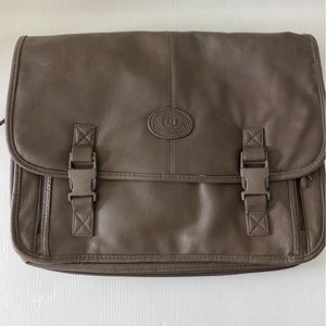 Laptop Messenger Bag Brown handheld Shoulder-straps Pockets Zip Career School